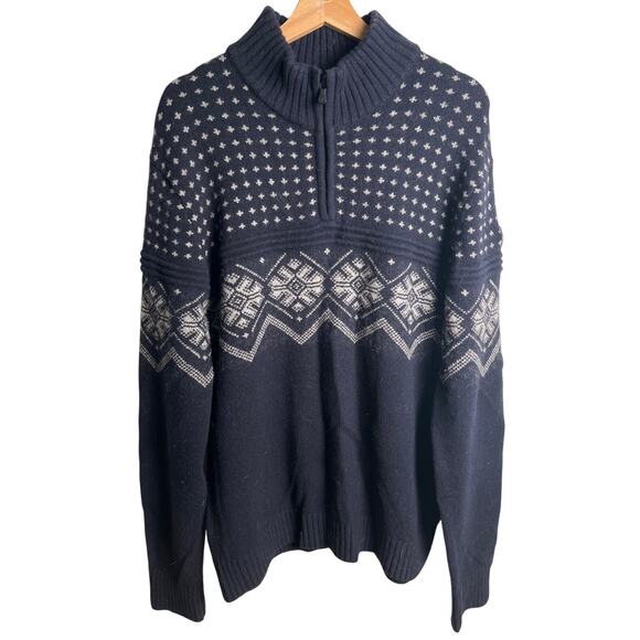 Rossignol Size Large Quarter Zip Blue Pullover Laine Blend Knit Mens - Picture 1 of 8